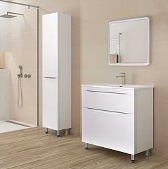 Style Line Тумба с раковиной Бергамо Мини 70 белая Люкс антискрейтч Plus – фотография-13